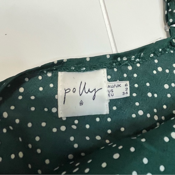 Princess Polly Green White Polka Dot Satin Mini Dress - Picture 3 of 9